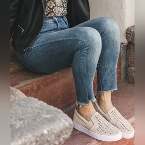 Vionic Kani Suede Perforated Slip-On Sneakers Nude Women’s 7